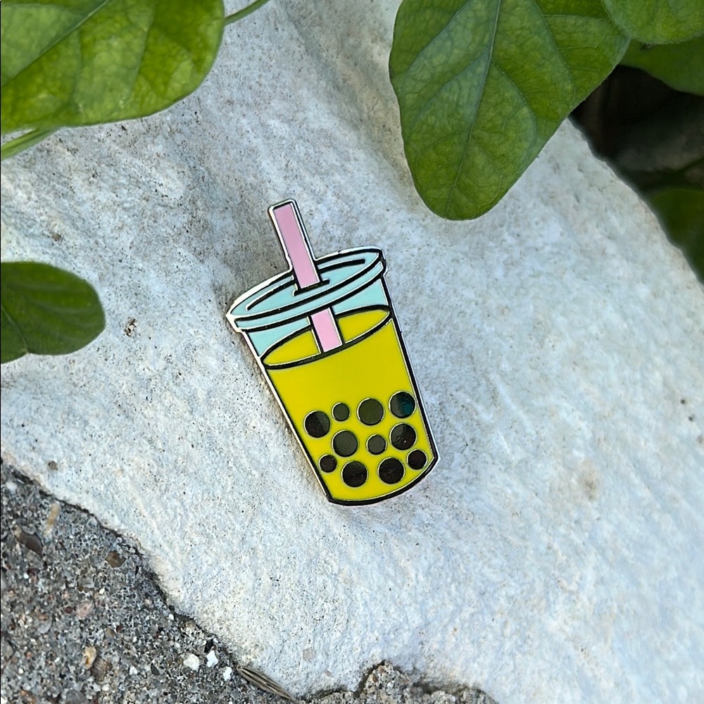 Yellow Bubble Tea Enamel Pin